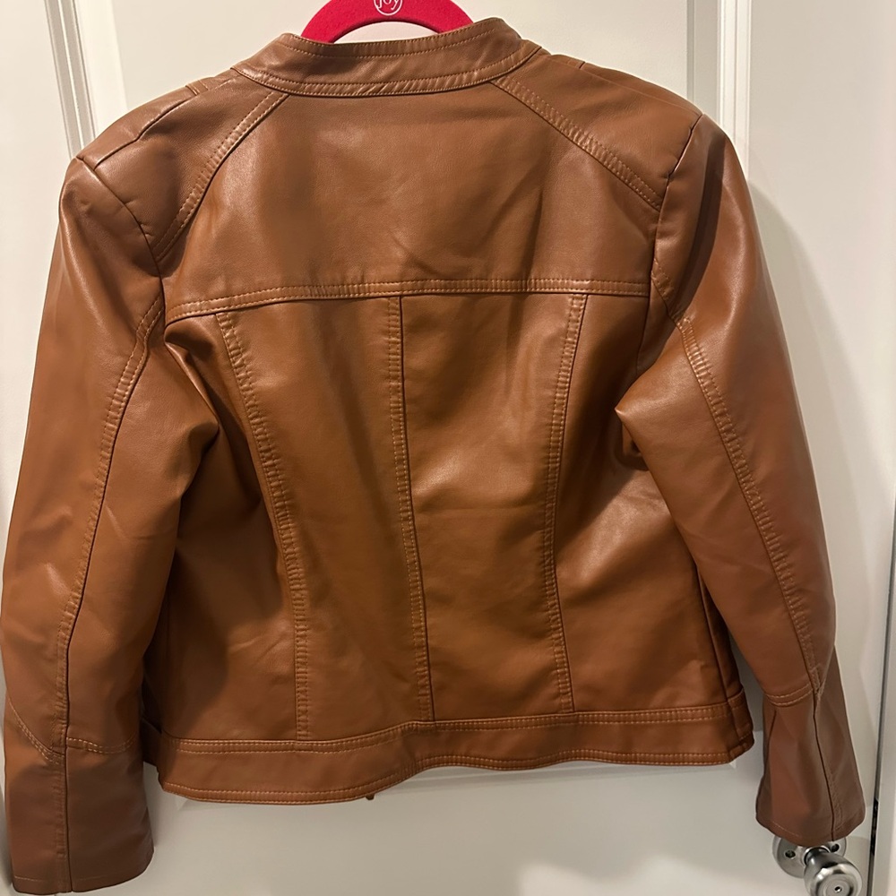 Brown ‘pleather’ jacket - Picture 3 of 3